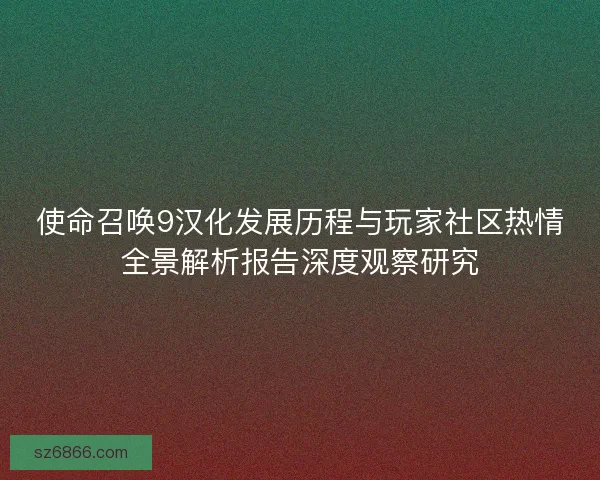 使命召唤9汉化发展历程与玩家社区热情全景解析报告深度观察研究